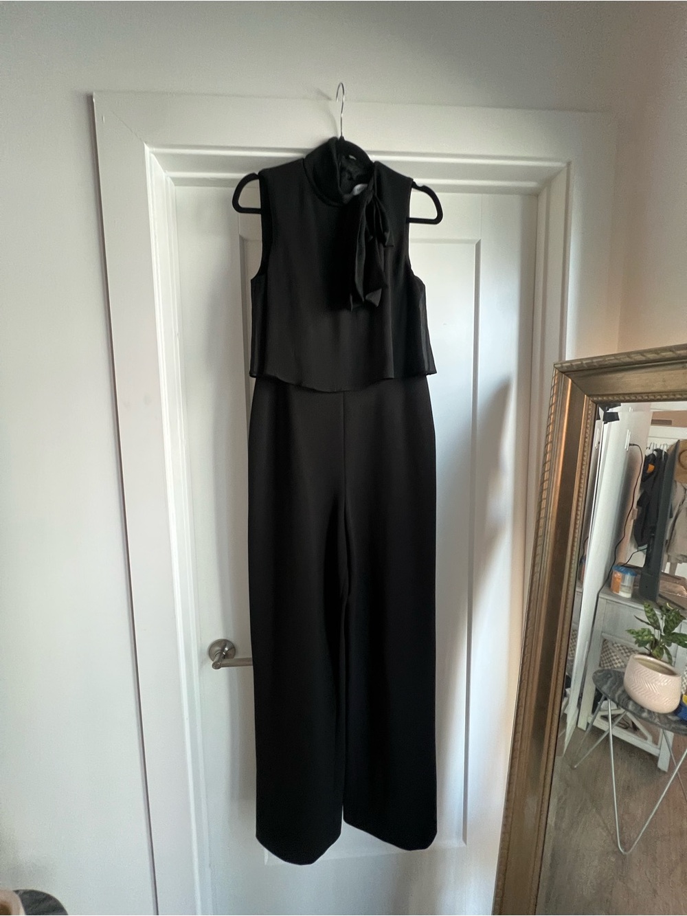 Calvin Klein Black Sleeveless Jumpsuit with Neck Tie